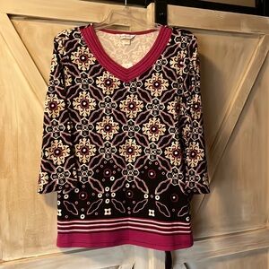 Christopher & Banks 100% Cotton Top Tunic 3/4 Sleeves Sz M New With Tag